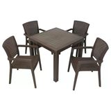 Norino Mandella Elit Rattan 90X90 Zeus Koltuk Masa Takımı Kahverengi