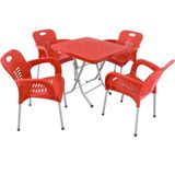 Norino Mandella Katlanır Ayak 80X80 Demir Ayaklı Nil Koltuk Masa Takımı Kırmızı - BELİRTİLMEMİŞ