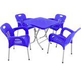 Norino Mandella Katlanır Ayak 80X80 Demir Ayaklı Nil Koltuk Masa Takımı Mavi - BELİRTİLMEMİŞ