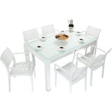 Norino Mandella Wood 90X150 Cafe Koltuk Camlı Masa Takımı Beyaz - 4003 - Belirtilmemiş