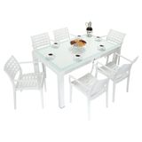 Norino Mandella Wood 90X150 Cafe Koltuk Camlı Masa Takımı Beyaz