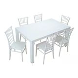Norino Mandella Wood 90X150 Silver Tifany Sandalye Masa Takımı Beyaz