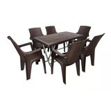 Norino Mandella Zeugma 70X120 Katlanır Ayak 6 Kişilik Nibras Koltuk Masa Takımı Kahverengi
