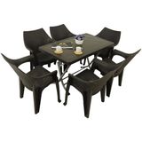 Norino Mandella Zeugma 70X120 Katlanır Ayak 6 Kişilik Polo Koltuk Masa Takımı Kahverengi - BELİRTİLMEMİŞ