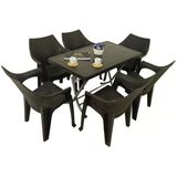 Norino Mandella Zeugma 70X120 Katlanır Ayak 6 Kişilik Polo Koltuk Masa Takımı Kahverengi