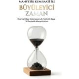 Norino Manyetik Kum Saati Mıknatıslı Ahşap Standlı Dekoratif Masaüstü Hediyelik Süs Eşyası (14 Cm)