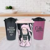 Norino Norino 3 Adet Kahve Bardağı Seti Dekoratif Plastik Kahve Muhafaza Bardağı