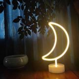 Norino Norino® Dekoratif Pilli Ay Tasarımlı 3D Neon Led Masa Ve Gece Lambası