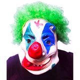 Norino Parti Aksesuar Yeşil Renk Afro Bonus Peruklu Palyaço Lateks Et Maske