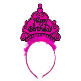 Norino Parti Happy Birthday Yazılı Neon Fuşya Renk Doğum Günü Tacı
