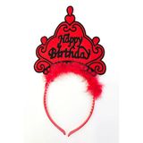 Norino Parti Happy Birthday Yazılı Neon Kırmızı Renk Doğum Günü Tacı