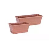 Norino Sağlam Plastik Balkon Saksı 2'Li Set 30 Cm-40 Cm Kahverengi