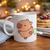 Norino Sevimli Kapibara Desenli Porselen Kupa Model 96 Capybara – Neşeli Tasarım, Kahve & Çay Kupası, Hediyelik Porselen Bardak