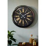 Norino Siyah Roma Rakamlı 52 Cm Metal Duvar Saati