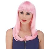 Norino Soft Pembe Renk Uzun Düz Parti Peruğu