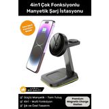 Noriyen 4in1 Çok Fonksiyonlu Manyetik Kablosuz Şarj İstasyonu iPhone iOS Android Uyumlu Wireless Şarj Standı