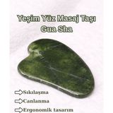 Normadia 100% Doğal Yeşim Kalp Gua Sha Taşı Yüz ve Vücut Masaj Aleti - Ahşap