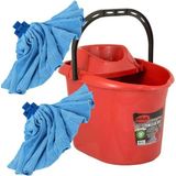 Normadia 12 Litre Sıkmalı Temizlik Kovası ve 2 Mikrofiber Havlu Mop Paspası Seti - 1BW-Beyaz - Seçenek 1