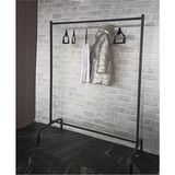 Normadia 138 cm Siyah Metal Konfeksiyon Askısı, Eşek ve Ayaklı Askılık - Seçenek 1 - Ahşap