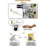Normadia 20 Adet 20 cm Delüx Koruma Kauçuklu Gold Duvara Monte Raf Kancası - Altın - Seçenek 1