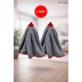 Normadia 2'li Gri Mikrofiber Paspas Mop Yedek Ucu Seti, Temizlik Için Ideal - Altın - Gri - Seçenek 1