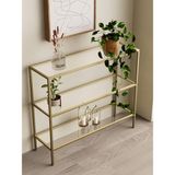 Normadia 3 Katlı Metal Kahve Köşesi, Modern Tasarım, 100 cm Dresuar - Altın