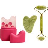 Normadia 3'lü Cilt Sıkılaştırıcı ve Canlandırıcı Set, Buz Küpü Gua Sha, Yeşim Taşı - Ahşap - Bej