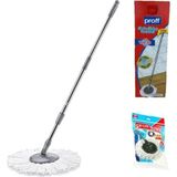Normadia 3'lü Mop Yedek Seti, Mop Sopası, Mop Başı ve Püskül ile Temizlik Kolaylığı - 1BW-Beyaz - Seçenek 1