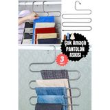 Normadia 3'lü Pratik S Şekilli Pantolon Askısı ile Düzenli Gardırop Keyfi - Seçenek 1 - Ahşap - Ceviz