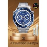 Normadia 49MM Akıllı Saat, Tam Ekran, Çelik ve Silikon Kordon, Adımsayar, Nabız Ölçer - Seçenek 1 - Altın - Gümüş - Bakır