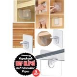 Normadia 4'lü Şeffaf Yapışkan Raf Desteği, Mutfak ve Banyo Için, Kolay Kullanım - Seçenek 1 - Ahşap - Ceviz