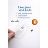 Normadia 8'li Şeffaf Vidalı Askılık, Duvara Monte, Pratik ve Şık Tasarım - Seçenek 1 - Açık Bej