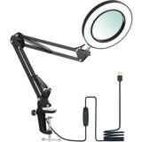 Normadia 8x Büyüteçli LED Masa Lambası, Çok Renkli, Esnek ve Ayarlanabilir - Ahşap