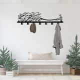 Normadia 90 cm Metal Askılık, 9 Askılı, Duvar ve Vestiyer Elbise Askısı - Seçenek 1 - Ahşap