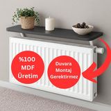 Normadia 90X15 cm Mdf Dekoratif Raf, Kalorifer Üstü Şık Tasarım - Altın - Gri