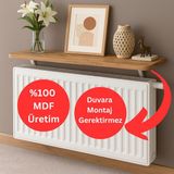 Normadia 90X15 cm Mdf Dekoratif Raf, Kalorifer Üstü Şık ve Modern Tasarım - Ahşap - Ceviz