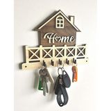 Normadia Ahşap Anahtar Askılığı, Dekoratif Duvar Askısı, 5 Kancalı, 22X18 cm - Seçenek 1 - Ahşap - Ceviz
