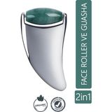 Normadia Aventurin Taşlı 2'li Face Roller ve Guasha Çift Fonksiyonlu Masaj Aleti - Antrasit