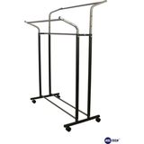 Normadia Ayarlanabilir Metal Konfeksiyon Askısı Çiftli Portatif Vitrin Askılığı - Seçenek 1 - Ahşap