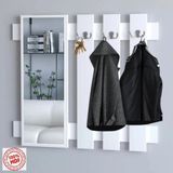 Normadia Ayna ve Mdf ile Şık Vestiyer ve Duvar Askısı Seti - Seçenek 1 - 1BW-Beyaz