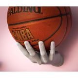 Normadia Basketbol Topu Duvar Standı, Şık ve Pratik Top Tutucu, Ev ve Spor Alanları - Seçenek 1 - Altın - Gri