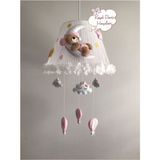 Normadia Bebek Çocuk Odası Avizesi, Ay, Ayıcık, Balon, Yıldız, Kahve, Sarı, Açık Pembe - Seçenek 1 - Ahşap - Ceviz