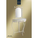 Normadia Beyaz Ferforje Eskitme Metal Dekoratif Ayna ve Dresuar Seti 77X75