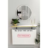 Normadia Beyaz Gold Pvc Petek Üstü Tak Çıkar Uçan Raf ve Dresuar Oval Kesim 140 cm