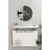 Normadia Beyaz Gümüş Pvc Petek Üstü Tak Çıkar Uçan Raf ve Dresuar Oval Kesim 80 cm