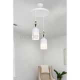 Normadia Beyaz Karo Krom 2'li Opal Camlı Şık Avize Seti - Seçenek 1 - 1BW-Beyaz