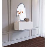 Normadia Beyaz Mdf Çok Amaçlı Duvara Monte Çizgi Kapaklı Dresuar 80X30X30 cm