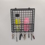 Normadia Büyük Boy Metal Duvar Anahtarlık Rafı, 6 Kanca, Modern Tasarım, 22X22X7 cm - Seçenek 1 - Ahşap