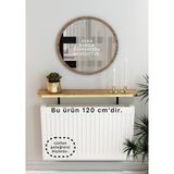 Normadia Çam Petek Üstü Tak Çıkar Uçan Raf ve Dresuar Oval Kesim 120 cm - Ahşap - Ceviz