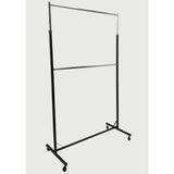 Normadia Çift Katlı Ayarlı Tekerlekli Stant, Elbise ve Mağaza Askılığı 220X120 cm - Seçenek 1 - Ahşap